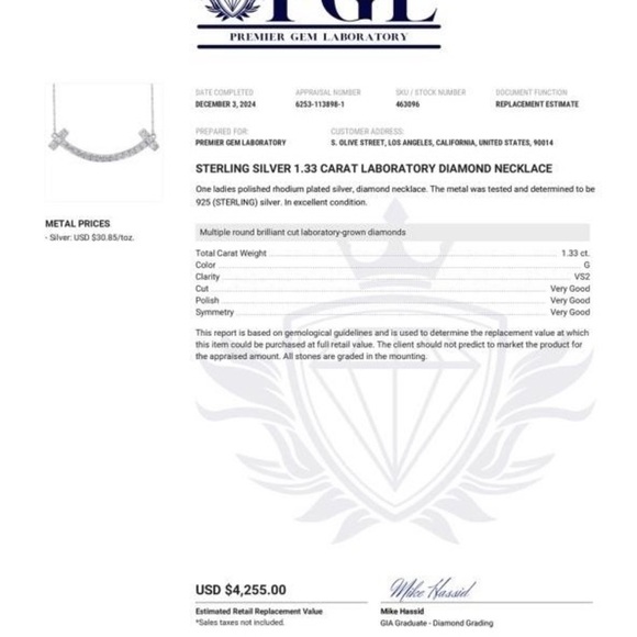 1.33 Carat Diamond Silver Smile Necklace with Delicate Chain - Picture 4 of 5